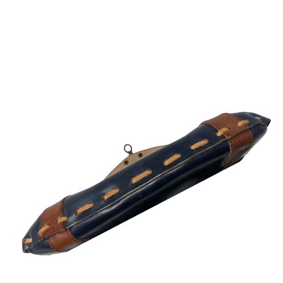 Small Vintage Blue Boho Floral Hand Crafted Tooled Leather Shoulder Bag - Picture 4 of 12